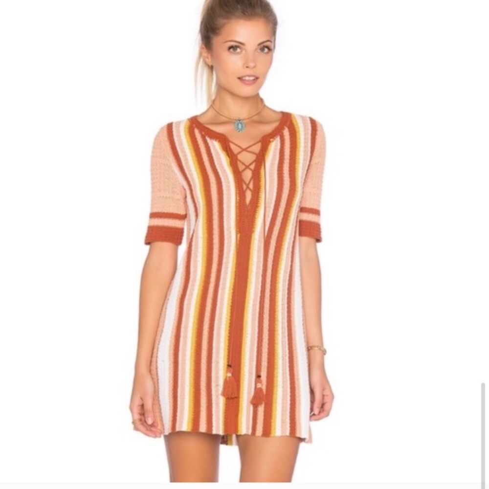Free People Striped Crochet/Knit Dress